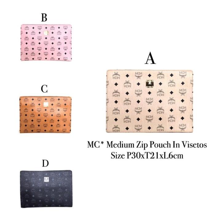 MCM Medium Visetos Zip Pouch Clutch ORIGINAL FO ORI AUTHENTIC