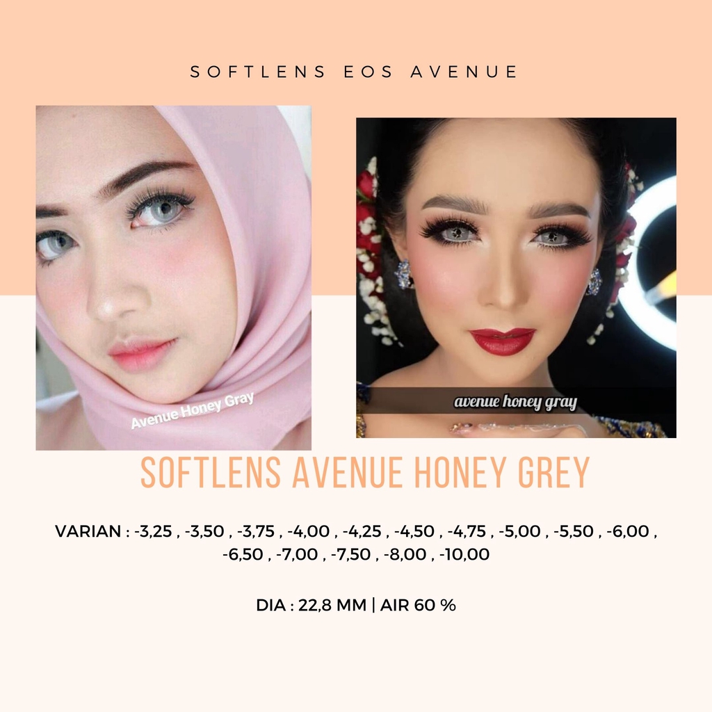 SOFTLENS/LENSA AVENUE HONEY GREY -MINUS / LENSA MATA / SOFTLENS MATA