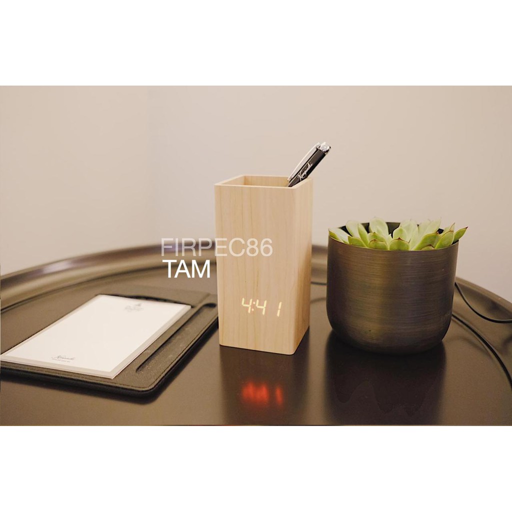 Jam Weker Alarm Kayu Digital Voice Control / JAM KAYU DIGITAL /JAM WEKER KAYU DIGITAL LED Pen Holder