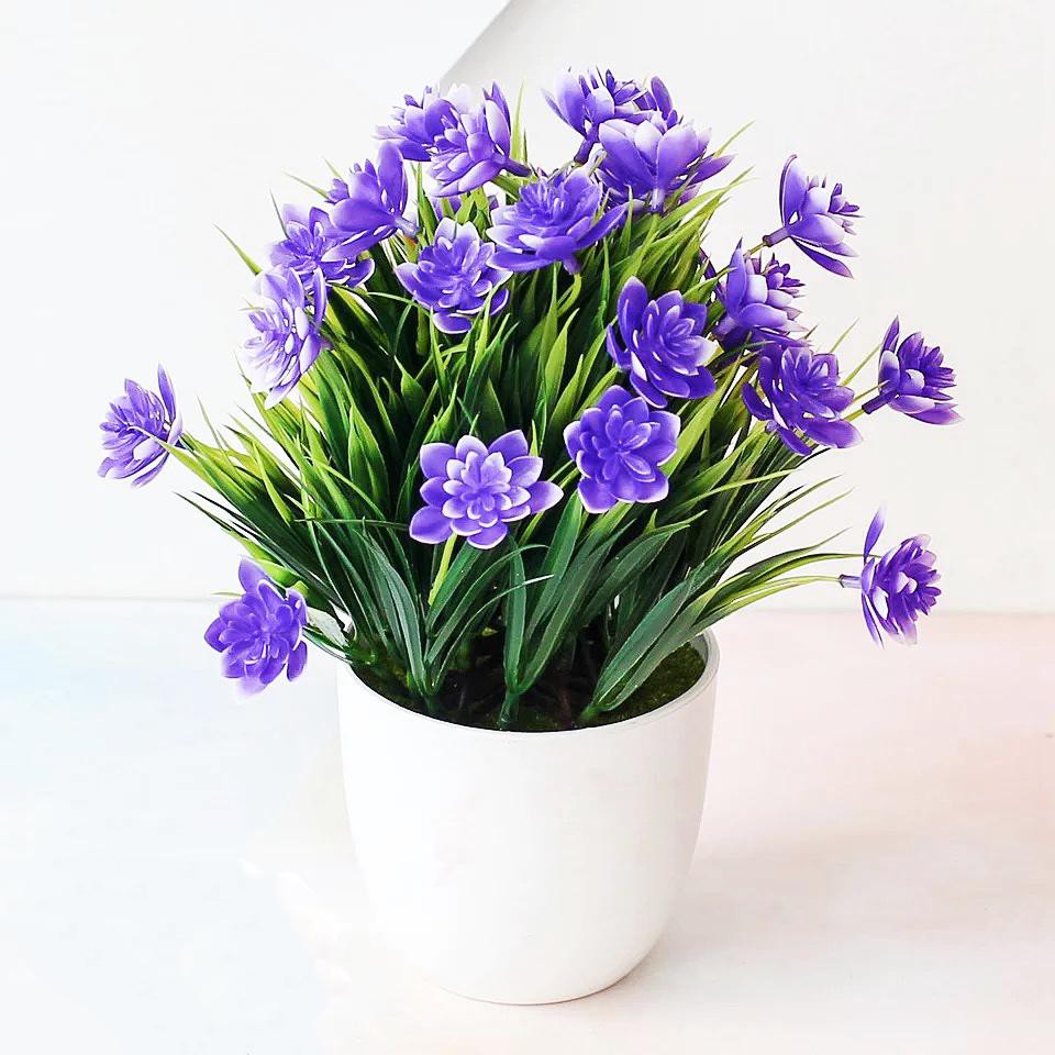 NM614 Bunga plastik / pajangan bunga Artificial / motif Rose  Vas Bulat-3