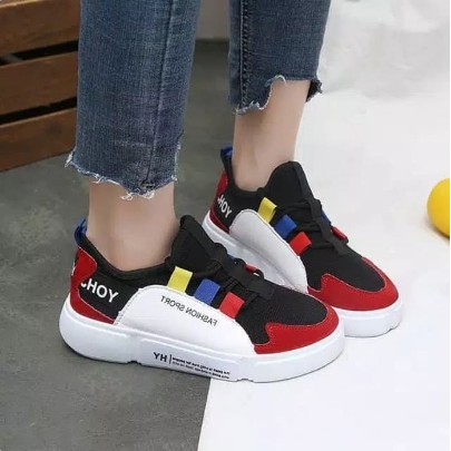 Sepatu Wanita Kets Yohji Balenciaga Sporty Villa Putih Olahraga Bahan Mesh dan Suede - Putih Biru