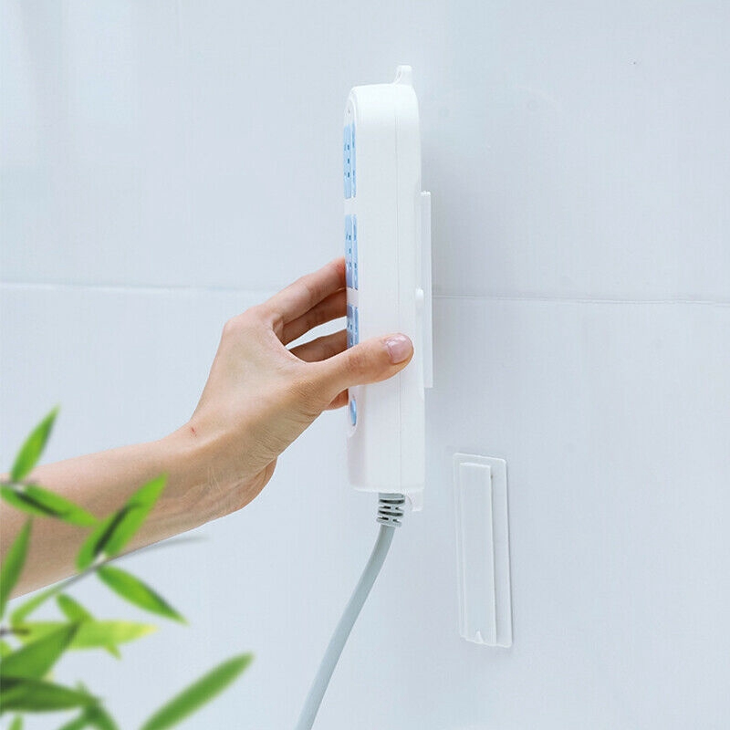 Wall Mounted Power Socket Strip Holder Self-adhesive Bebas Pukulan Wall Fixer Power Strip Holder Penyimpanan Papan Colokan Soket Fixator Rumah Kantor Organizer