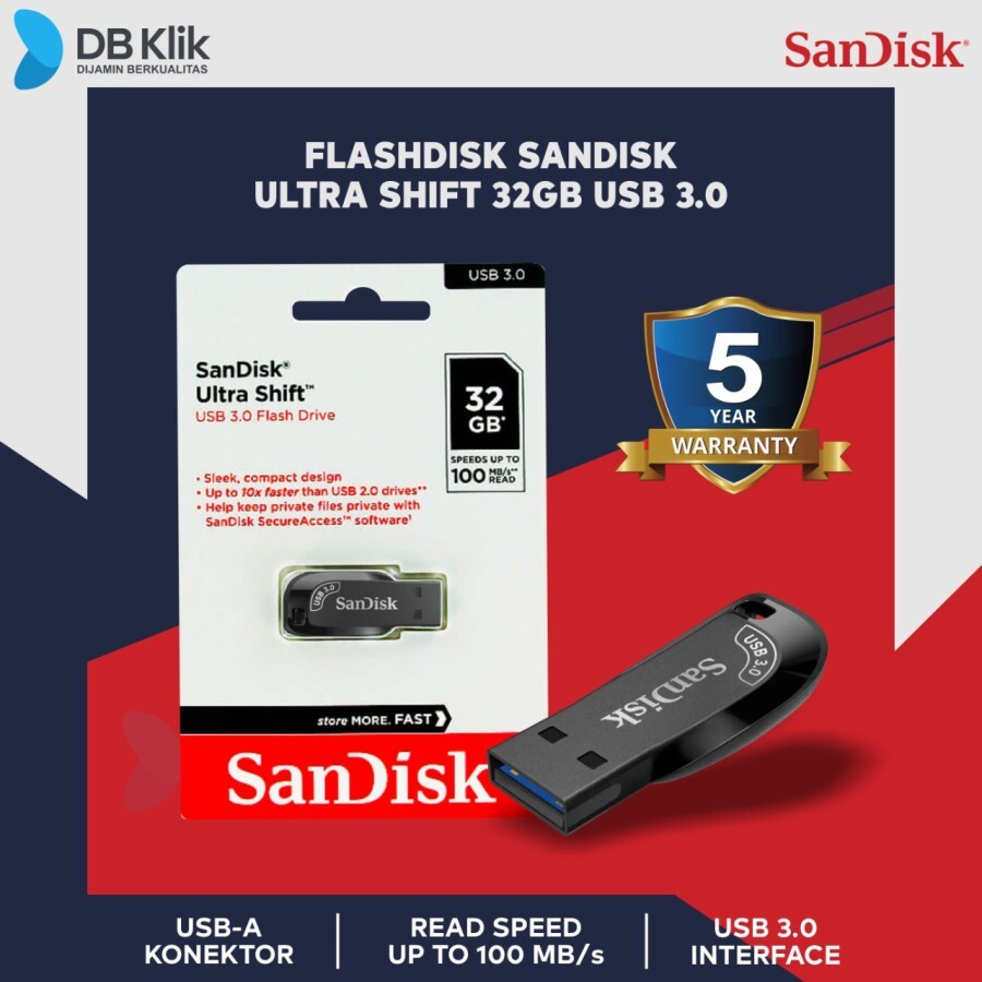 Flashdisk SanDisk Ultra Shift 32GB USB3.0 (Flash Drive Sandisk 32GB)