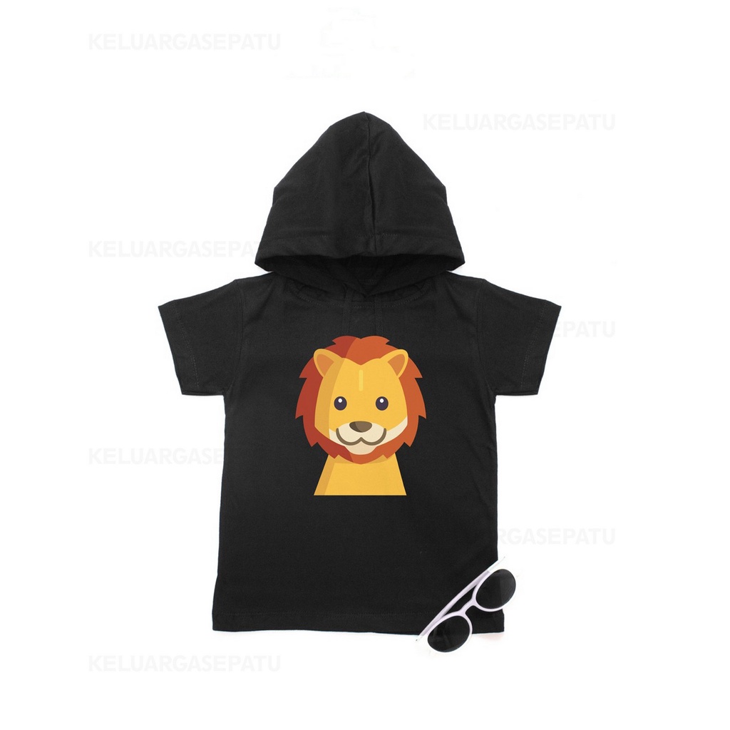 KAOS HOODIE anak motif karakter hewan kaos kupluk sablon Baby Safari Series Usia  (1-6 thn)