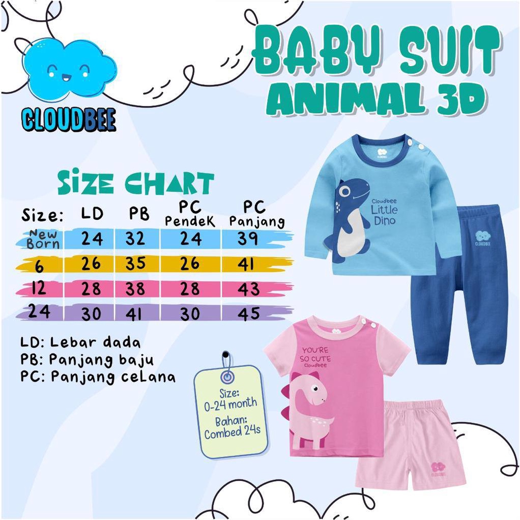 CLOUDBEE BABY SUIT ANIAMAL 3D