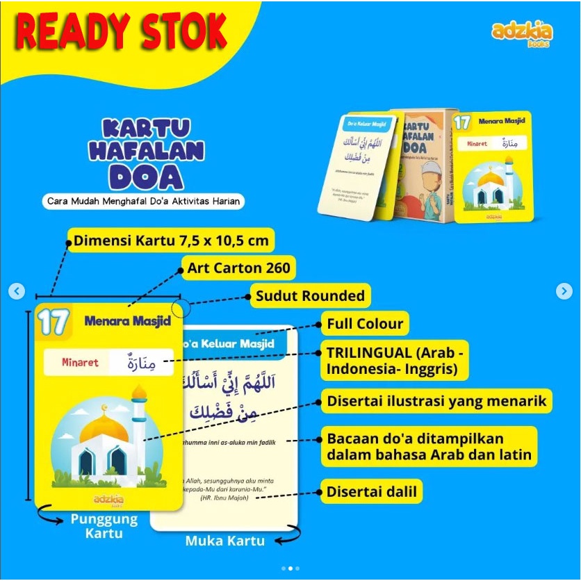 Flash Card Anak : Kartu Bacaan Shalat dan Hafalan Doa Bonus 2 Poster | Adzkia book