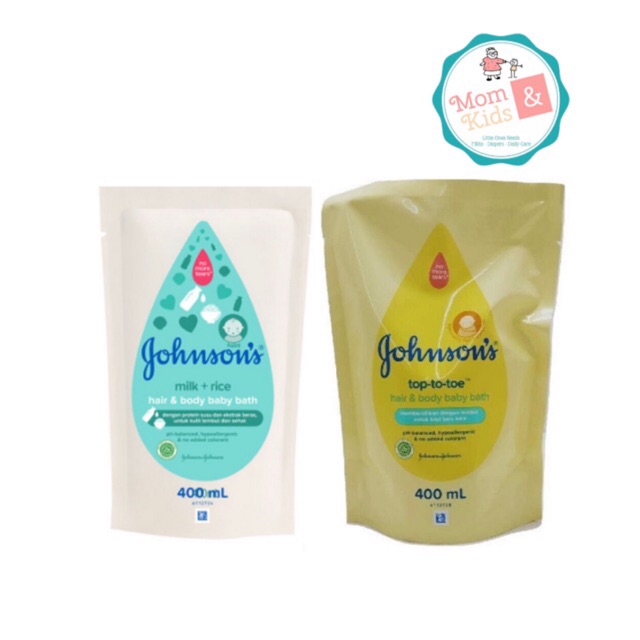 Johnsons Baby Milk Rice Hair &amp; Body / Top to Toe Wash 400 ml