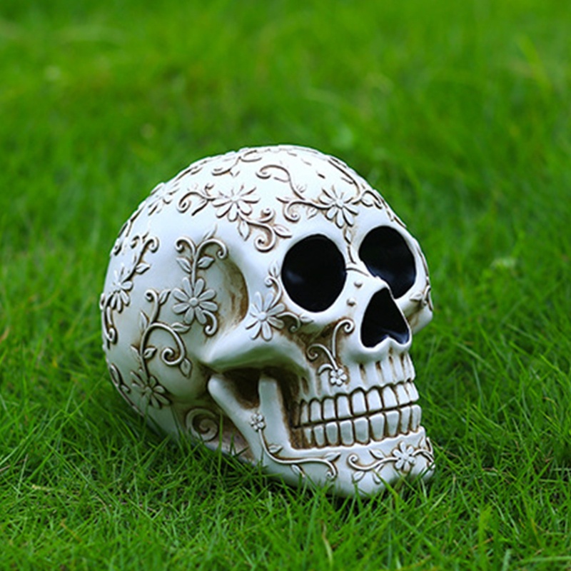 Ornamen Kepala Tengkorak Bahan Resin Untuk Properti Halloween