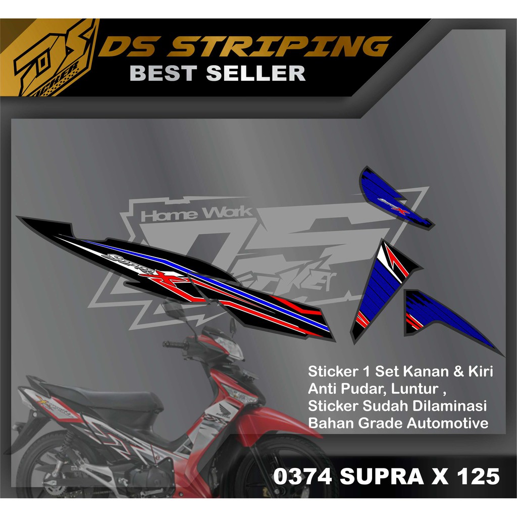 0374 stiker striping lis variasi Supra X 125 2007 - 2013