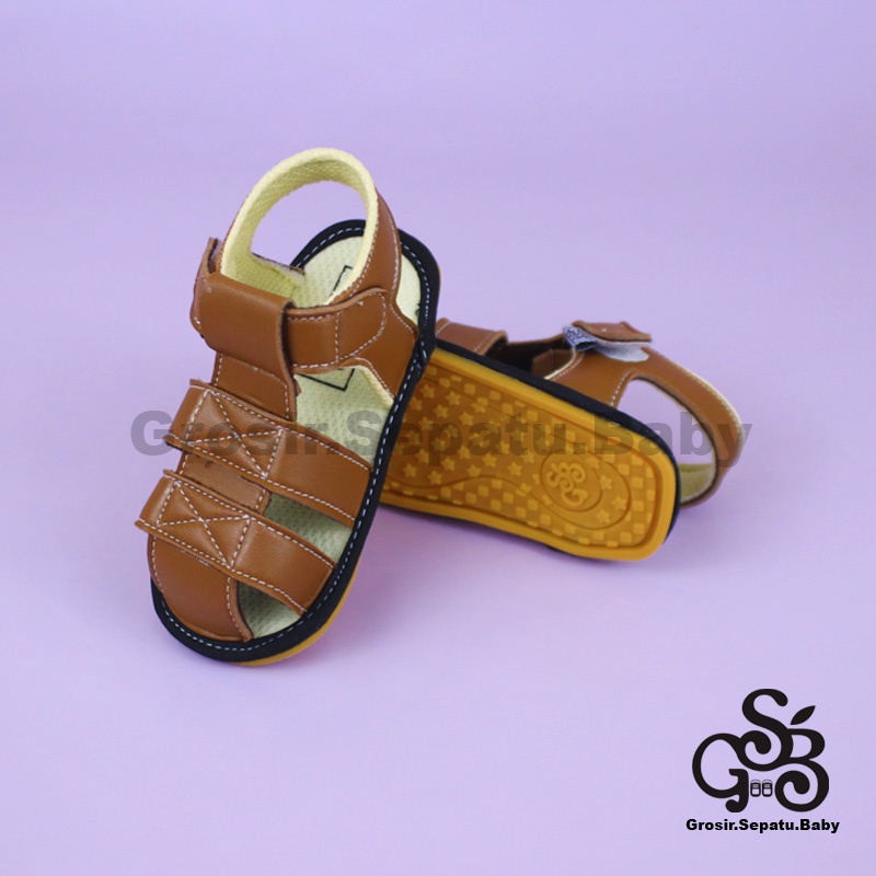 sandal bayi sepatu bayi sendal bayi laki laki perempuan prewalker bayi  umur 2 - 12 bulan model casual S04 polos COKLAT ringan fleksibel &amp; Anti Slip