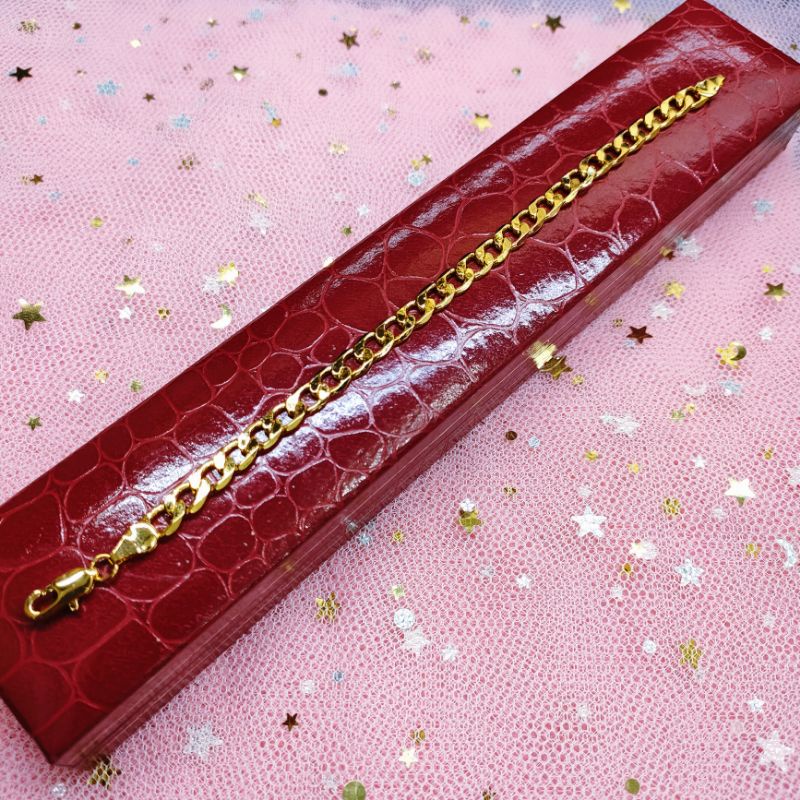 Gelang Tangan Titanium Wanita/Pria Anti Kqrat Lapis Emas Jewelry4869MM