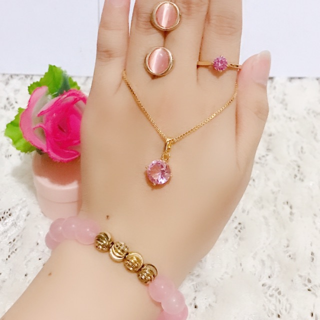 set giok warna pink gelang giok 88