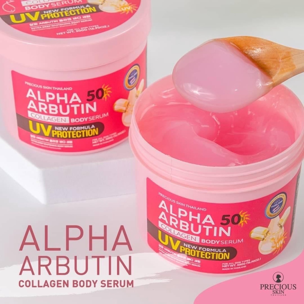 Precious Skin Alpha Arbutin SPF50 UV Protection Collagen Body Serum / Serum Badan / Whitening 500ml
