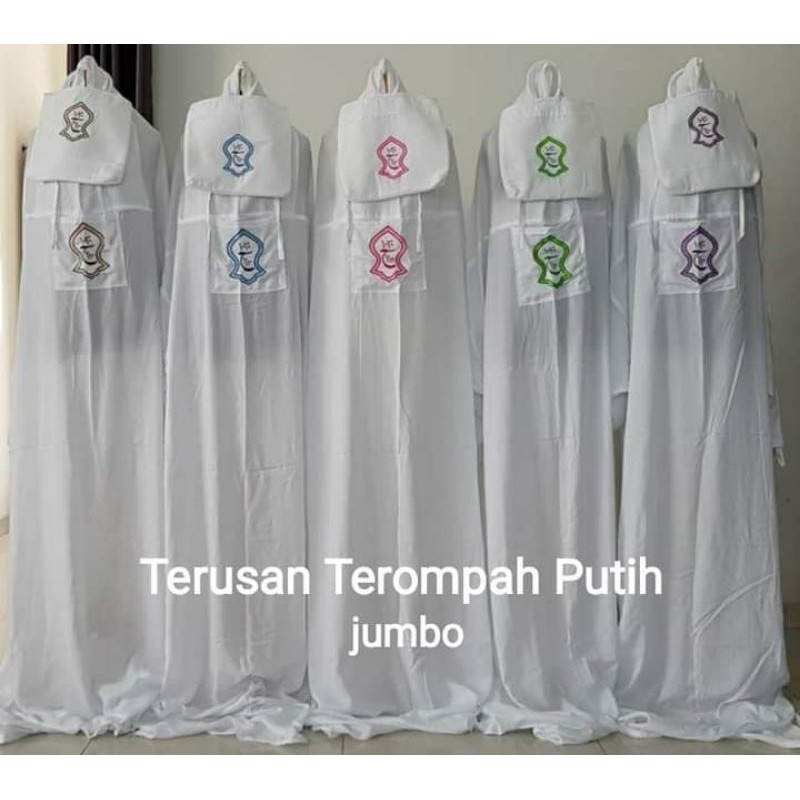 Mukena Jumbo Terusan Terompah Putih