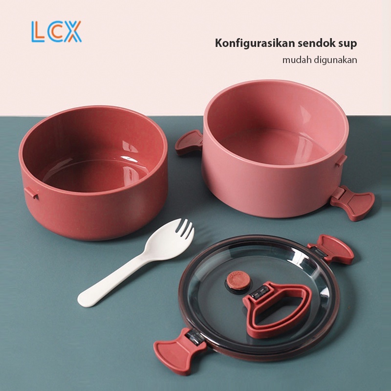 LCX 2 Tier Stackable Lunch Box Kotak Makan Bekal Sup Double-Layer Kapasitas Besar VS-80