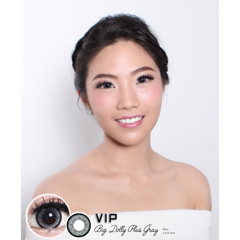 Softlens VIP Big Dolly Plus Series Soflens Big Eyes Warna Gray Brown Blue