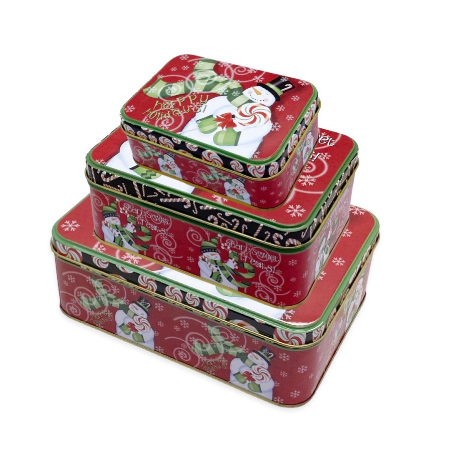 

CHRISTMAS Holiday Party Gift Present Tin Set of 3 Boxes Kotak Kado Hadiah Natal