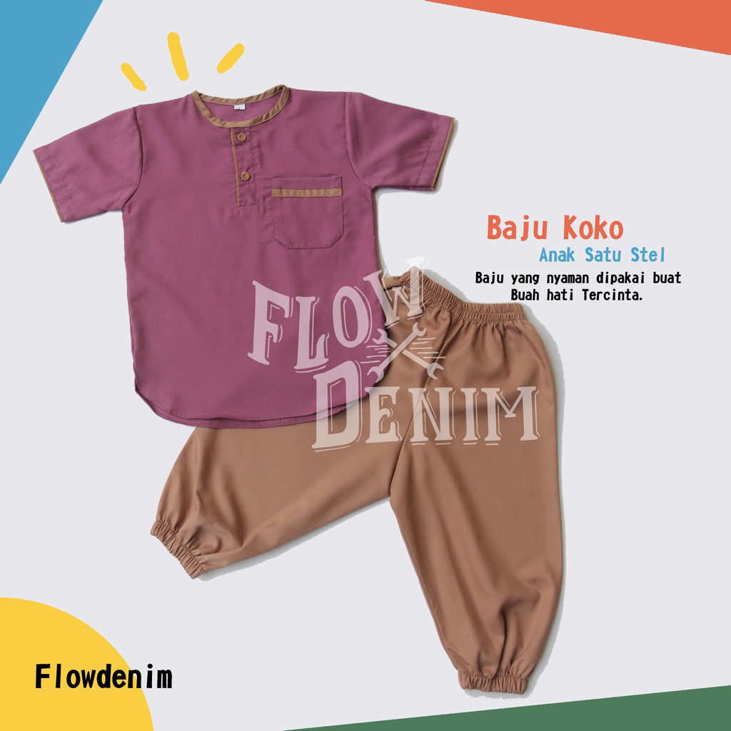 Baju Koko Anak Laki laki umur 1 sampai 5 Tahun Bahan Katun Premium - Grosir Baju Kokoh Anak Terbaru Warna Koko Toska Hijau Merah Navy Marun Putih Lilac - Flow Baju Muslim Kemeja anak-anak bayi balita bagus