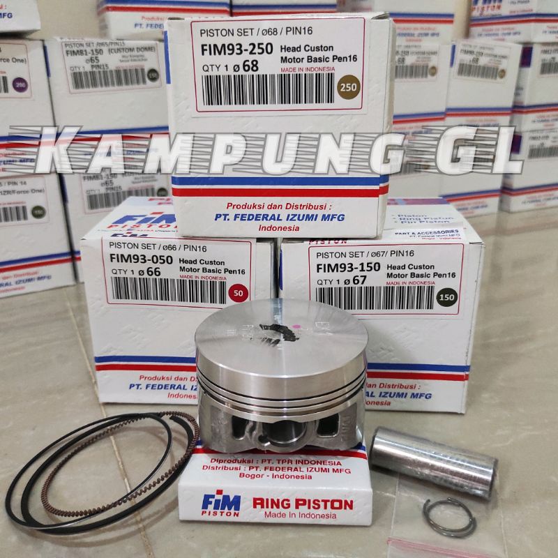 Piston Kit FIM FIM93 Custom Dome 65.5 66 67 68 Pin 16 Mentahan Satria FU