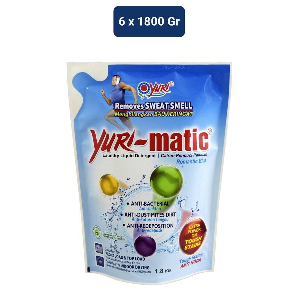 Yuri Matic Cairan Pencuci Pakaian Blue Pouch 6 x 1,8 kg
