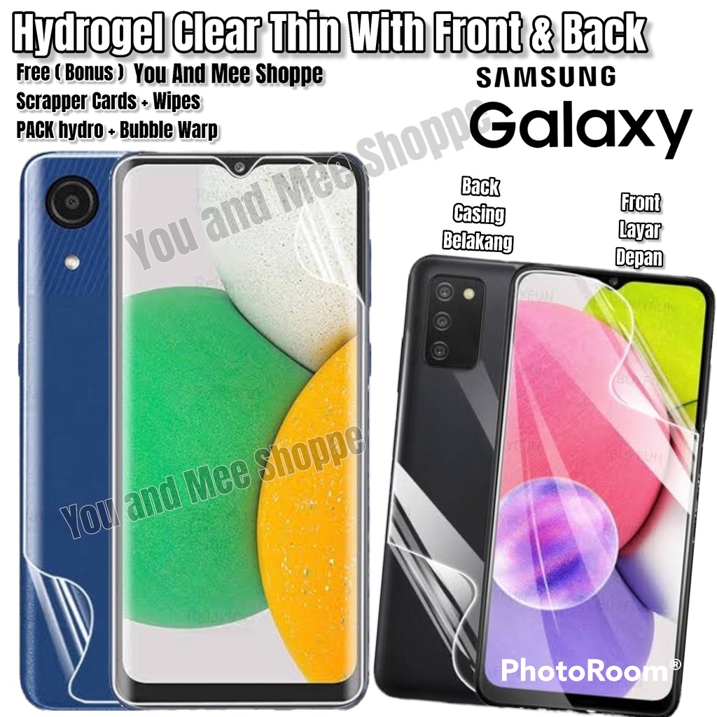 Hydrogel Clear Front-Back SAMSUNG A03 A03S A03Core A02 A02s A01 A01Core M02 M02s M01 M01-Core A10 A10S Hidrogel Full Cover-Ful Coverage Bening Glossy-Glosy Jelly-Jel Hydro Depan-Belakang Antigores-Anti Gores Transparan-Transparent Tipis-Bagus-Laris PRO S