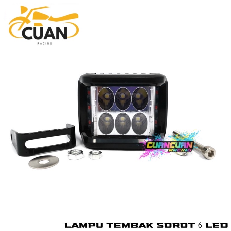 Lampu tembak 6 mata mini + lampu flash atau kedip kiri kanan lampu tembak sorot 6 mata mini