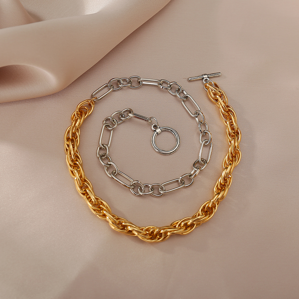 IFYOU Korean Retro Fashion Bohemian Gold Necklace Personality Lock Butterfly Pearl Pendant Multilayer Chain Choker Jewelry Accessories Gift