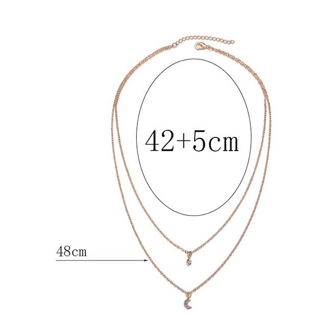 LRC Kalung Fashion Gold Color Alloy Double Crescent P82868