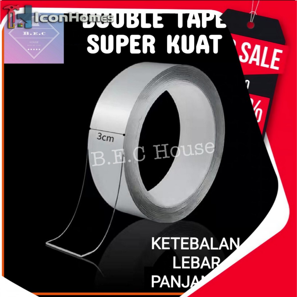 

[110gram][1mmX3meter] Double Tape Nano Tape Ivy Grip Tape Isolasi Selotip 2 Sisi Kuat Dicuci