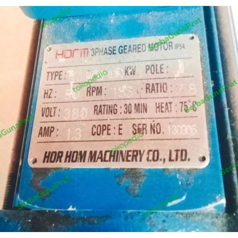 motor Saddle Horm open gesar 3phase 380vac -ratio 7 .8