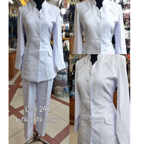 "VA. 183078" Blazer Wanita Putih Set Set Rok Span Baju Seragam Dinas Wanita Putih Setelan Celana Ser