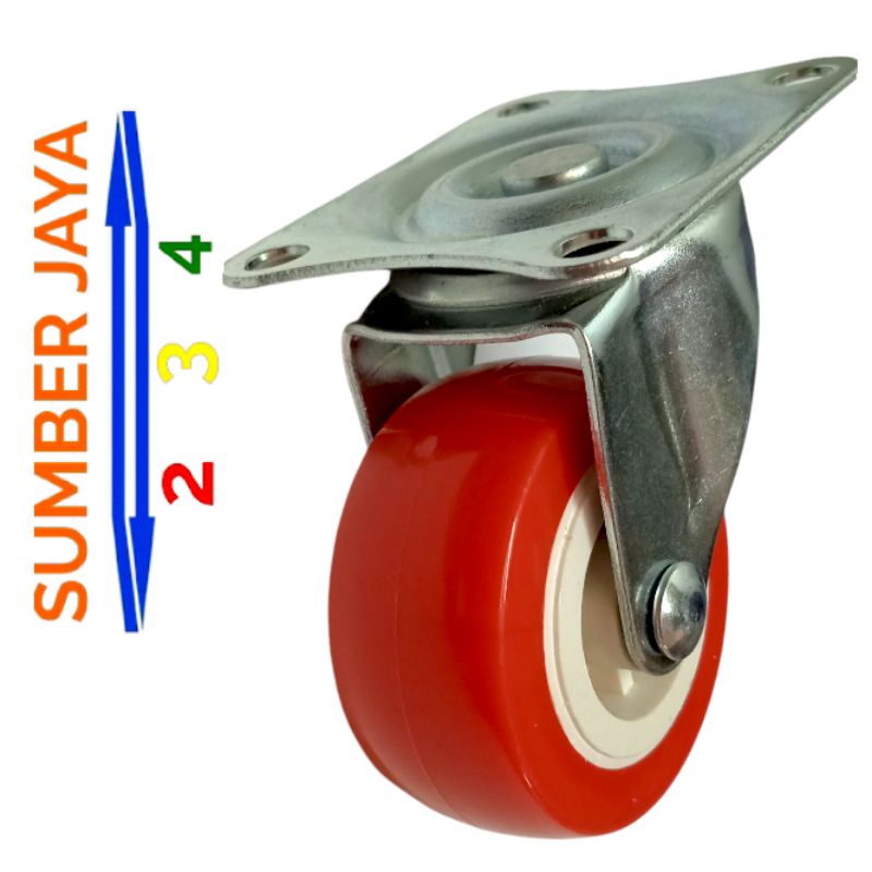 Roda Trolley Merah Hidup 2 inch Termurah Roda Troli Merah Hidup 2 inch