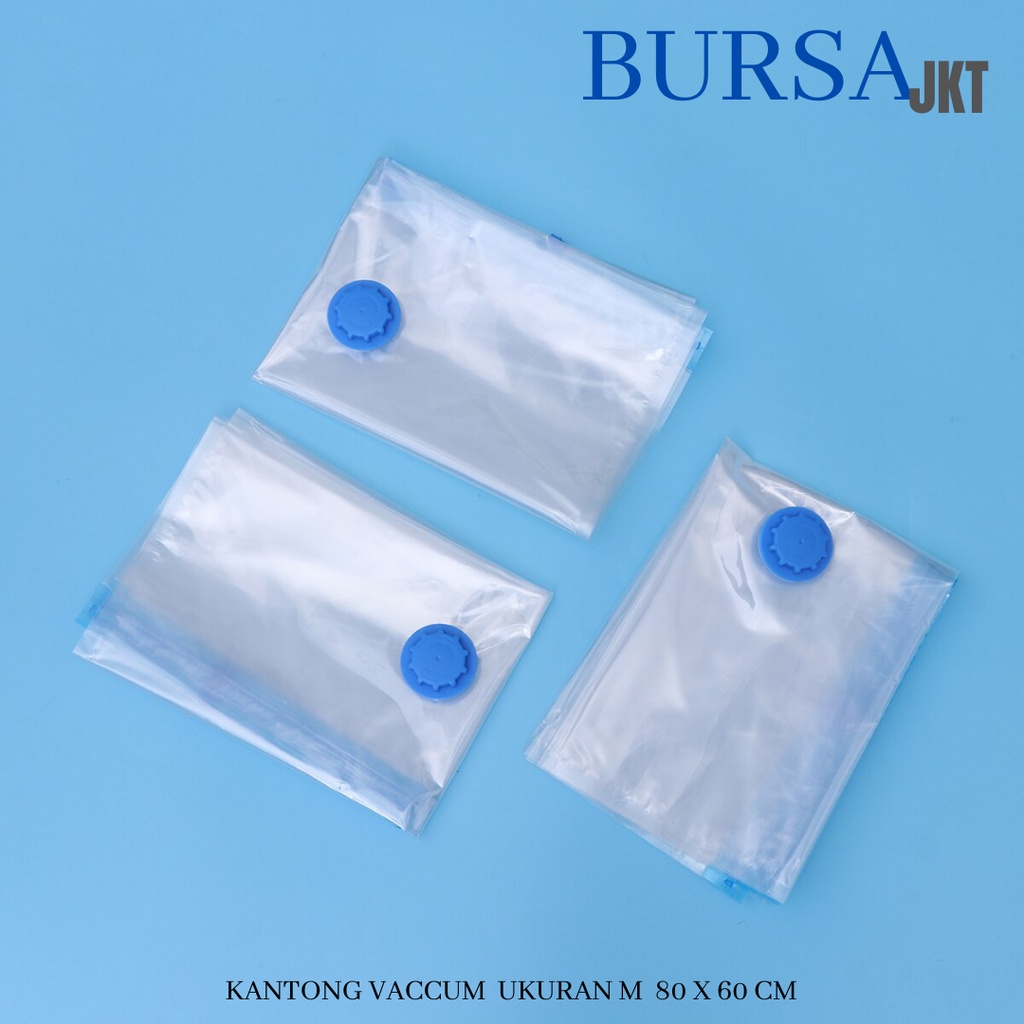 VACUM PLASTIK KOMPRESI VACUUM PLASTIC BAG TRAVEL BAJU BEDCOVER M 80 X 60 CM