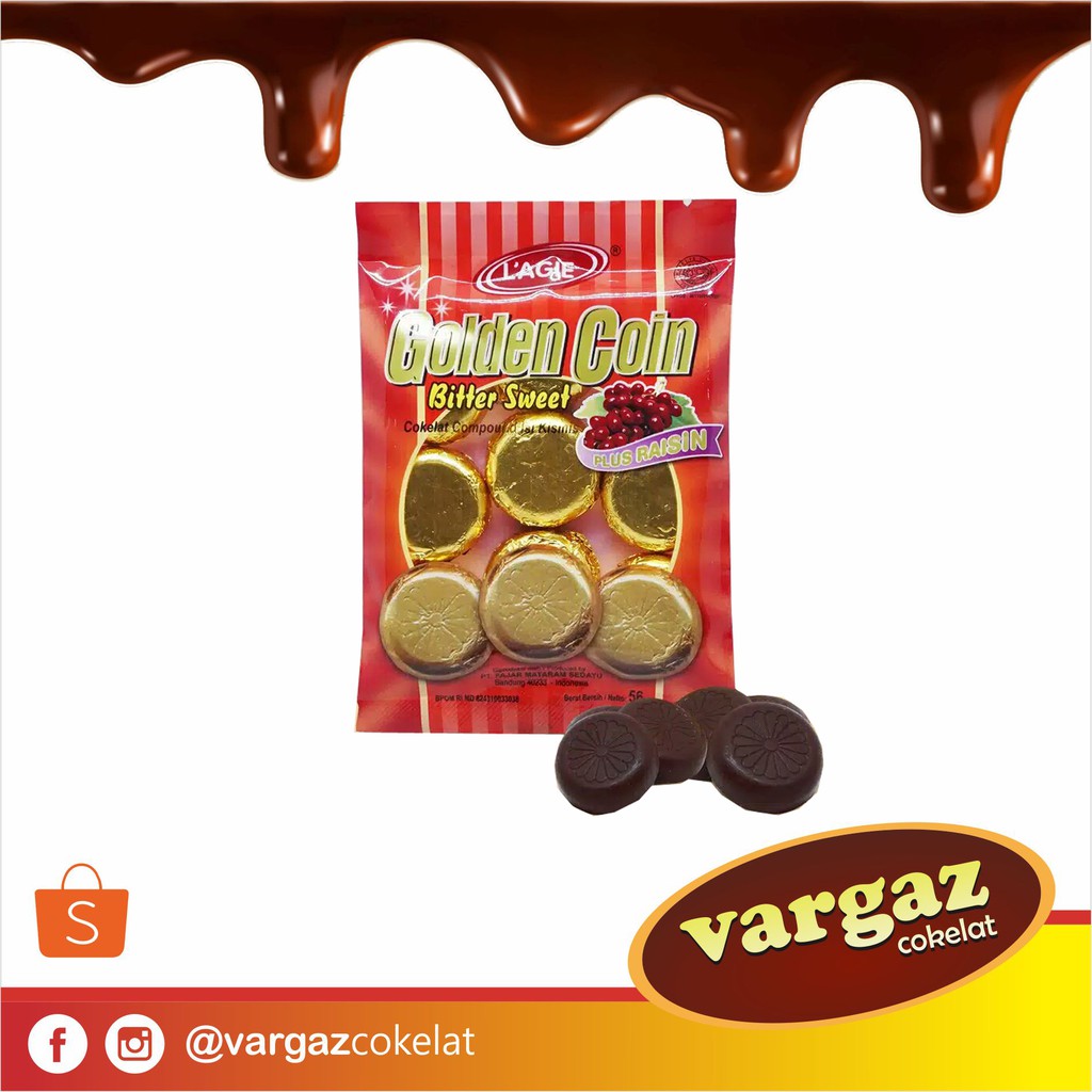 

LAGIE Golden Coin Kepingan Cokelat Isi Kismis Isi 9Pcs Kemasan 56gr