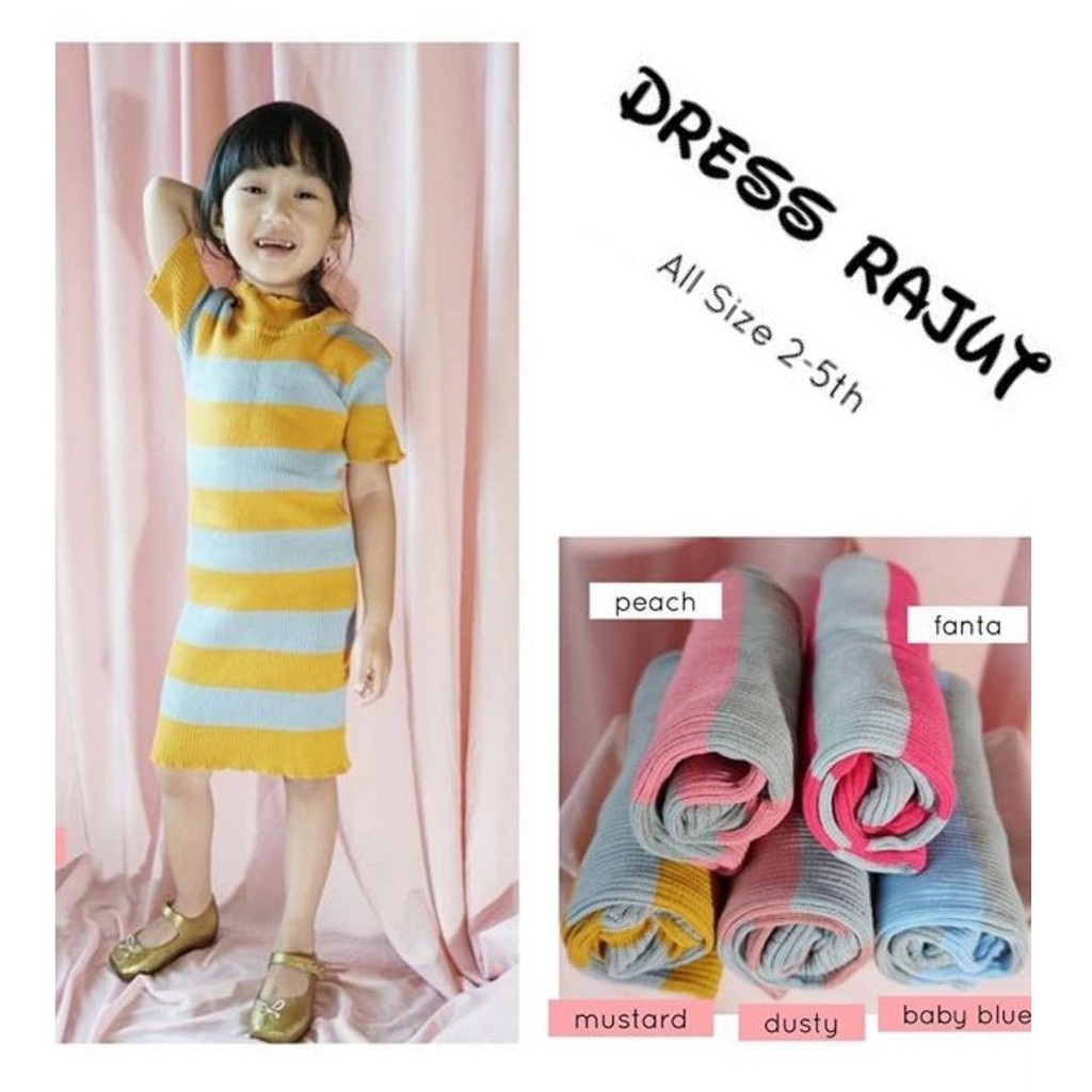 DRESS RAJUT BLASTER ANAK PEREMPUAN 1-3th tangan pendek