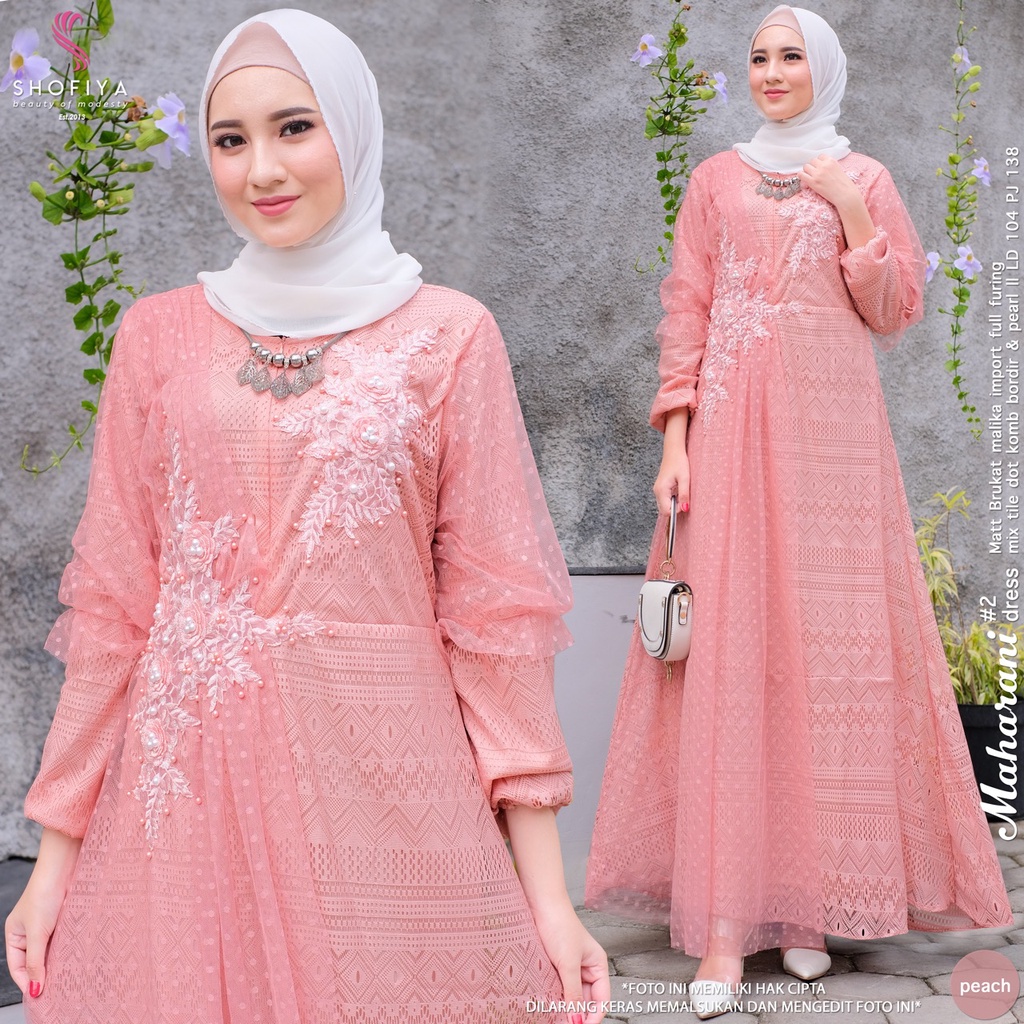 maharani#2 dress dres maxi pakaian baju maxy gaun gamis syari longdres brukat ld 105 l xl wanita cew