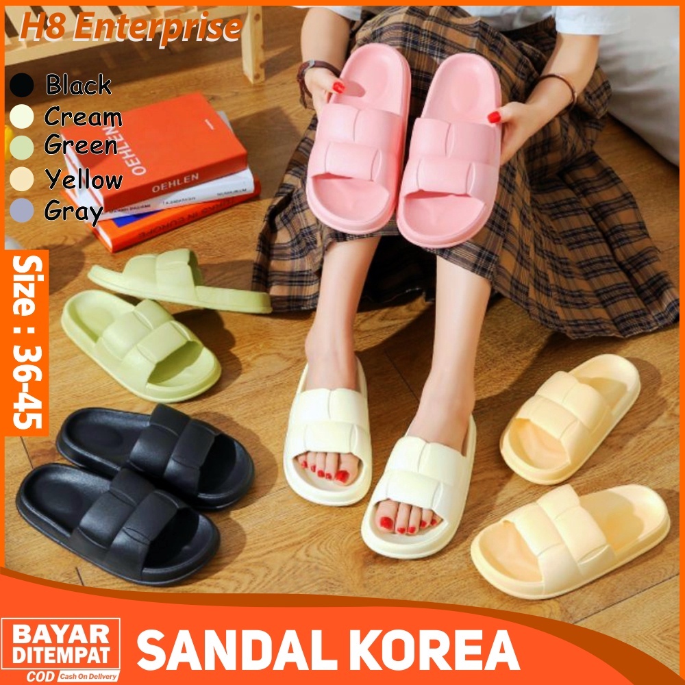 SANDAL WANITA KOREA SLOP SLIDE KARET SENDAL SLIPPER TEBAL IMPORT HIGH QUALITY RUBBER