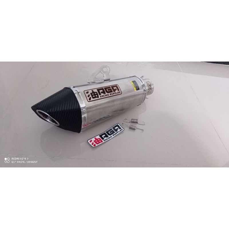 Knalpot motor original RGR racing AK ujung carbon full stenlis inlet 50mm knalpot racing universal s