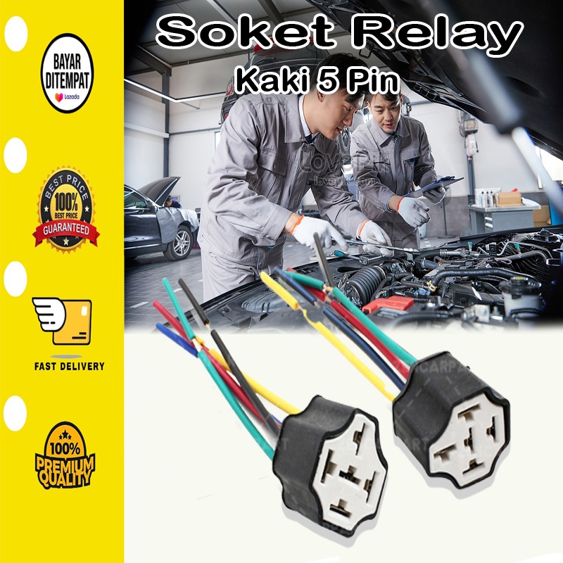 [1 PCS] Socket Soket Relay Kaki 5 Pin 5Pin Kabel Tembaga Serabut Besar Ceramic Keramik Klakson Lampu Kaki 4 Kaki 5 Pin