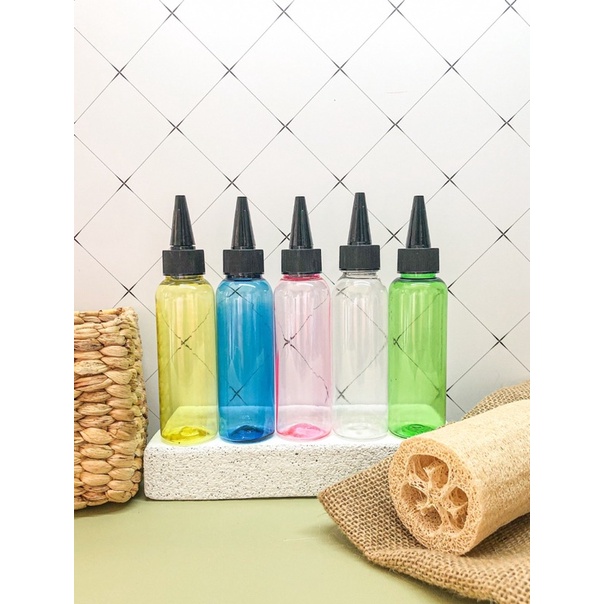 100ml botol Plastik WARNA TINTA KERUCUT HITAM - botol isi ulang plastik - botol plastik clear warna 