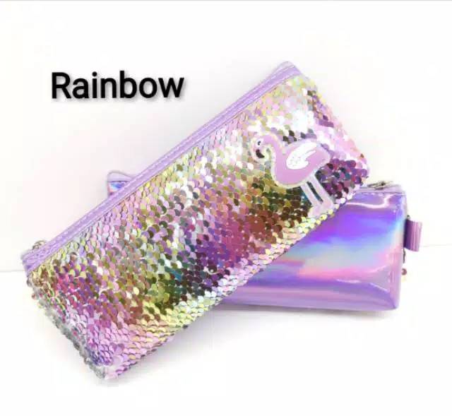 Kotak pensil sequin flamingo / tempat pensil sequin / sequin pouch / hologram