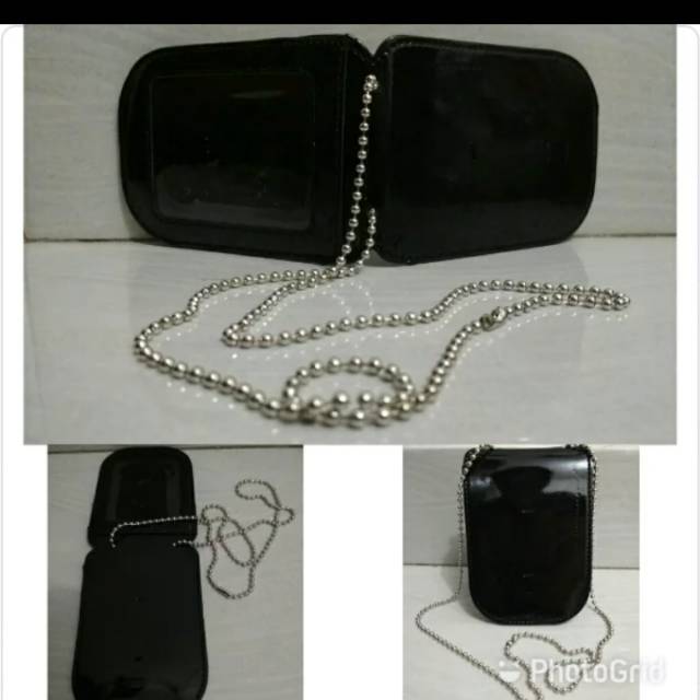 Dompet Kalung Dompet KTA Dompet Name Tag Id Card Kartu polos hitam Glossy kulit