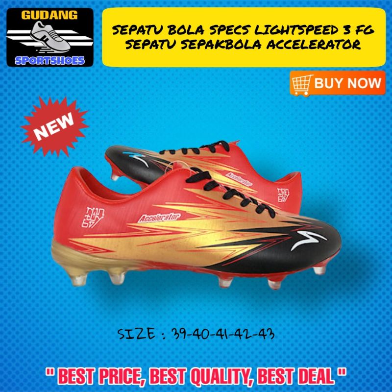 Sepatu Sepak Bola Spatu Olahraga Pria Specs Accelerator Infinity Lightspeed II Pro FG Orange Hitam
