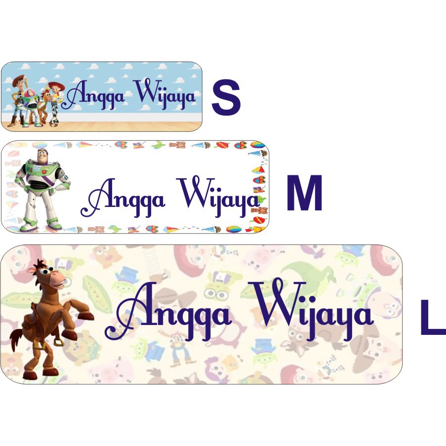 

STIKER LABEL NAMA WATERPROOF BASIC TOY STORY 2