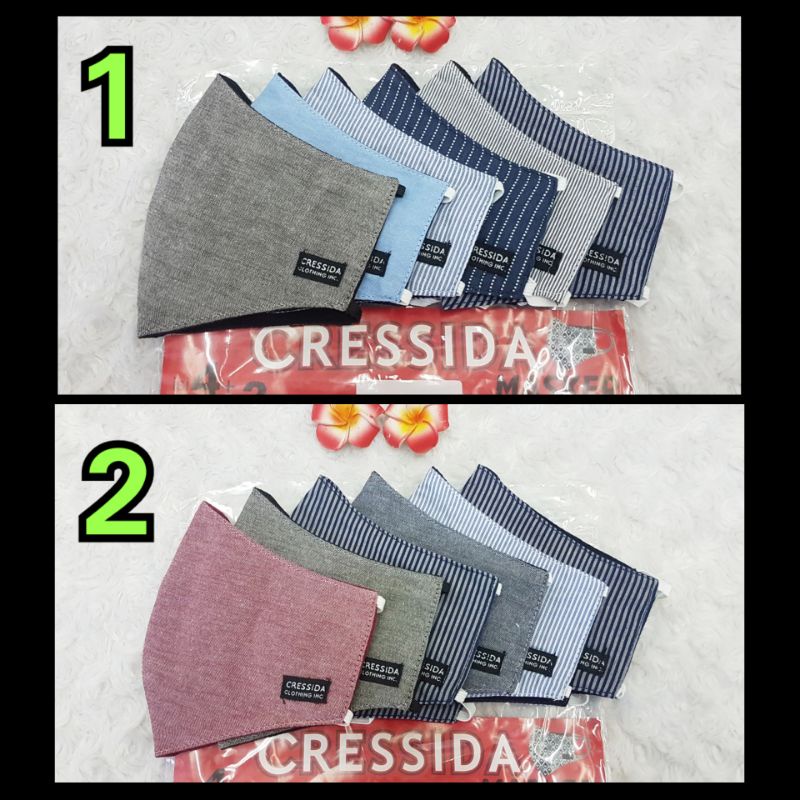 Masker CRESSIDA 3ply Dewasa EARLOOP/NON HIJAB isi 3 dan 6 Original 100%/ modernjombang