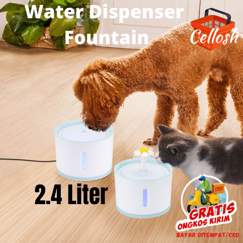 Water Dispenser Fountain Tempat Minum Anjing Kucing Kapasitas Air 2.4 Liter