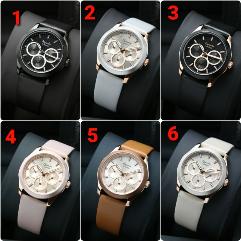 ORIGINAL GARANSI RESMI 1 TAHUN JAM TANGAN WANITA ALEXANDRE CHRISTIE ANALOG KULIT STRAP ARLOJI WATCH 