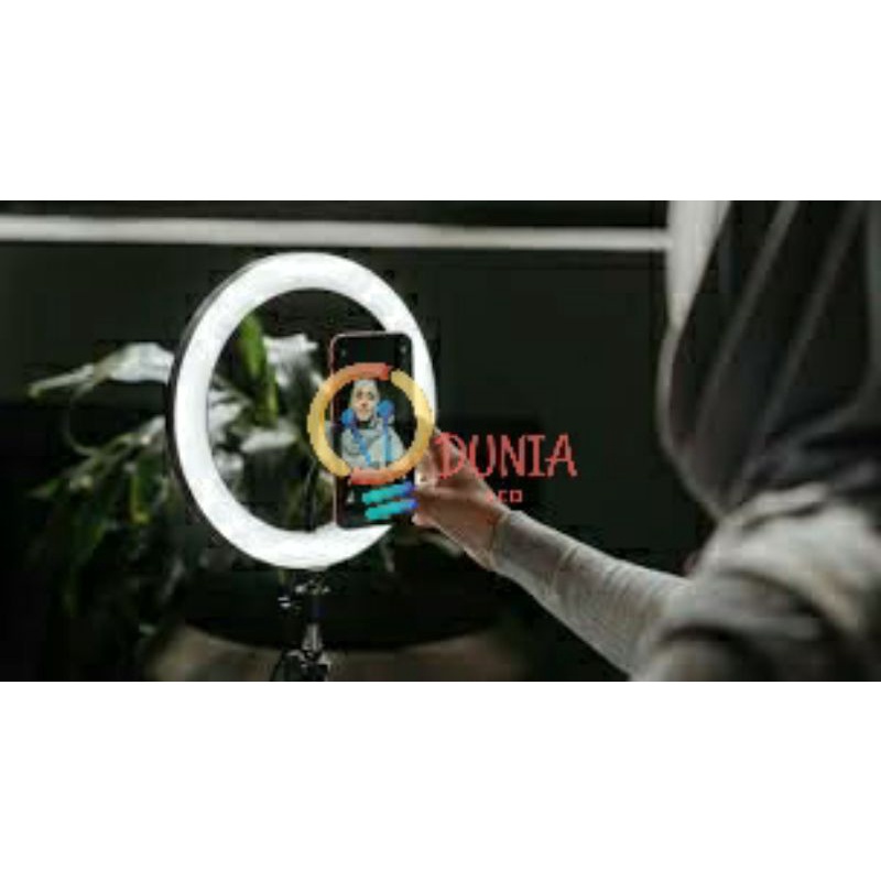 Paket Komplit RingLight 26 Cm + Tripod 1.2Meter Make Up Vlog Lampu RingLight