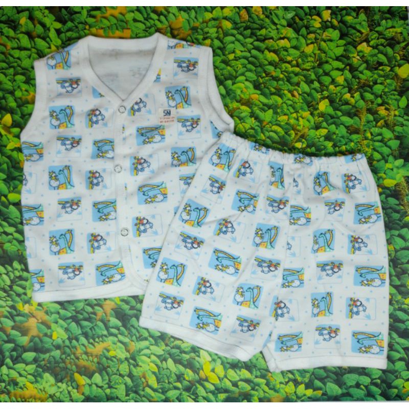 Stelan Baju Bayi Tangan Kutung Kancing Depan Motif No.20-24