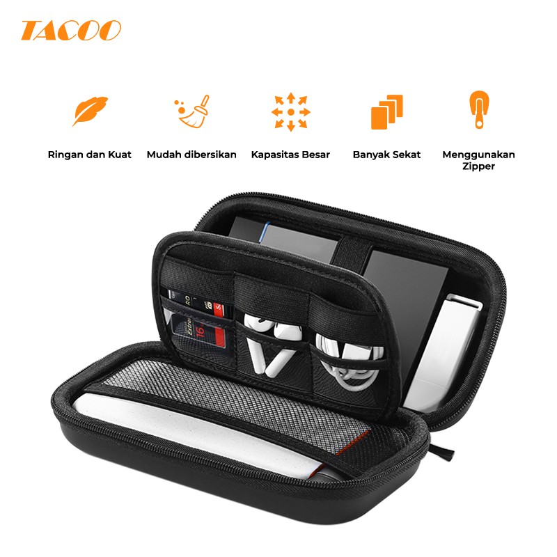 

Tacoo Case Organizer / Storage Box Bag Kabel Charger Data/ Earphone 16.5*10*4cm